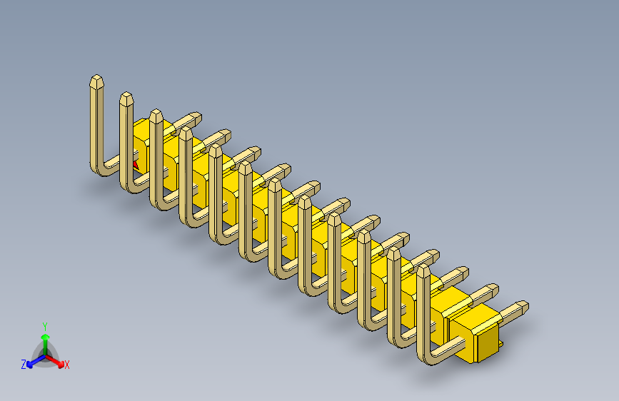 彩色公排针 100mil 2.54mm 系列-DS1022_yellow_12p_100mil_TypeU_rev1.0