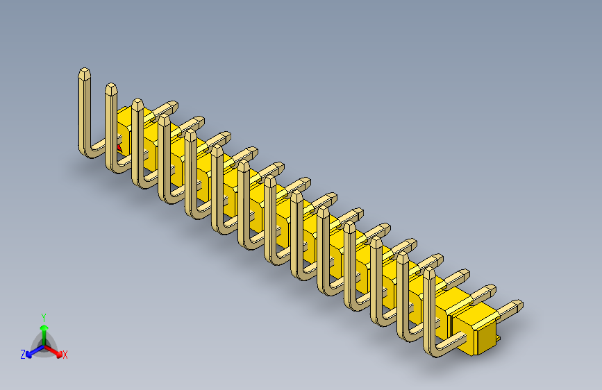 彩色公排针 100mil 2.54mm 系列-DS1022_yellow_14p_100mil_TypeU_rev1.0
