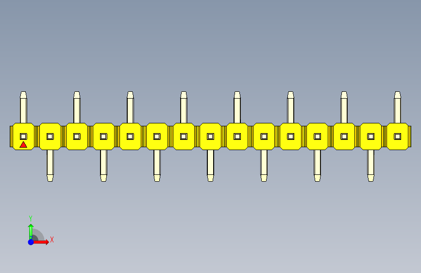 彩色公排针 100mil 2.54mm 系列-DS1022_yellow_15p_100mil_Type_SMT_R1_rev1.0 正面视图