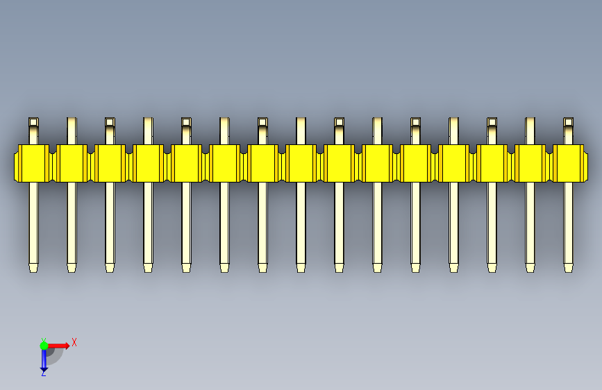 彩色公排针 100mil 2.54mm 系列-DS1022_yellow_15p_100mil_Type_SMT_R1_rev1.0 俯视图