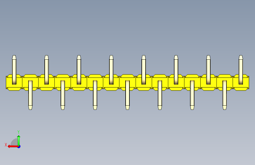 彩色公排针 100mil 2.54mm 系列-DS1022_yellow_15p_100mil_Type_SMT_R1_rev1.0 背面视图