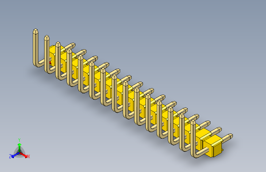 彩色公排针 100mil 2.54mm 系列-DS1022_yellow_15p_100mil_TypeU_rev1.0
