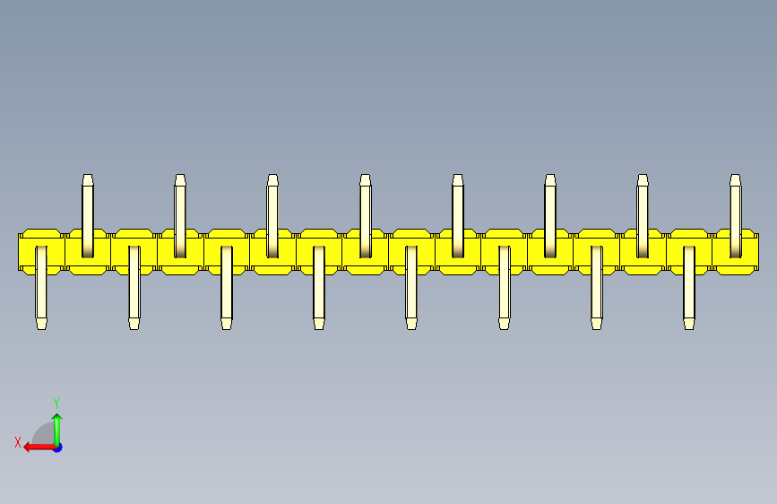 彩色公排针 100mil 2.54mm 系列-DS1022_yellow_16p_100mil_Type_SMT_R1_rev1.0 背面视图