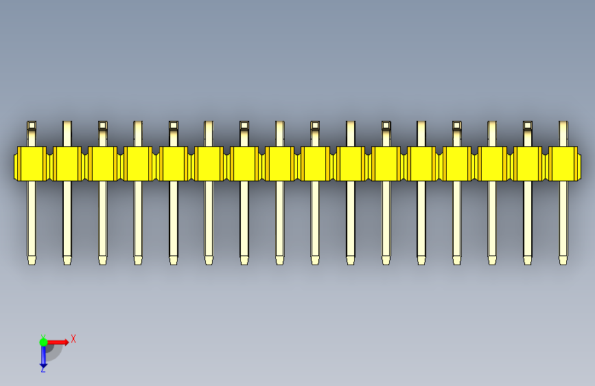 彩色公排针 100mil 2.54mm 系列-DS1022_yellow_16p_100mil_Type_SMT_R1_rev1.0 俯视图