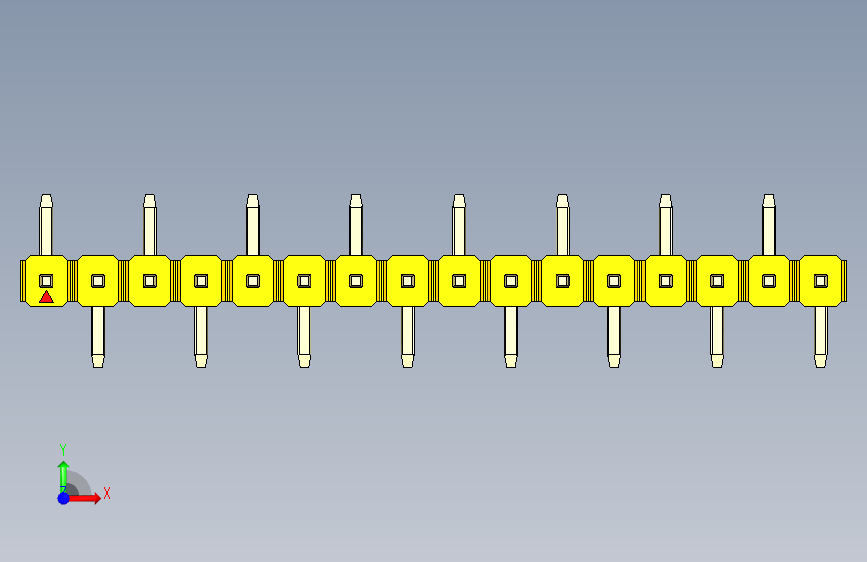 彩色公排针 100mil 2.54mm 系列-DS1022_yellow_16p_100mil_Type_SMT_R1_rev1.0 正面视图