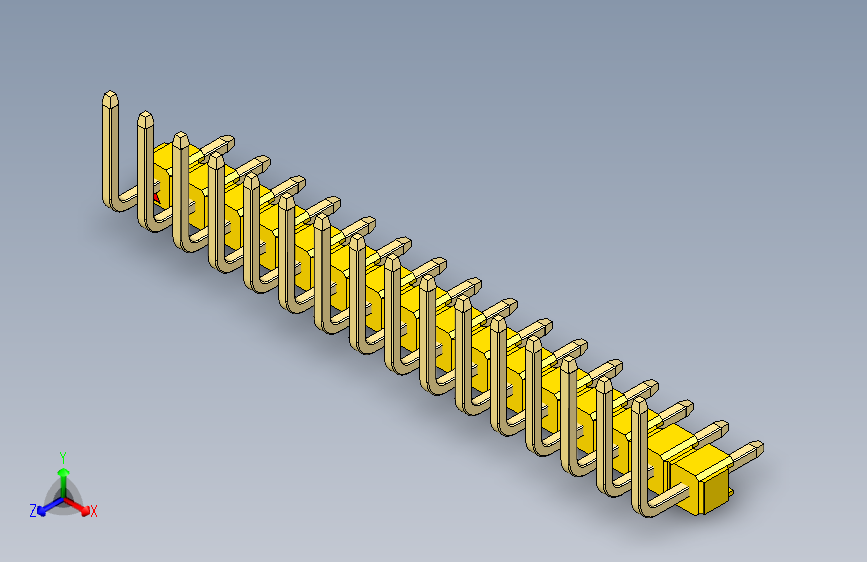 彩色公排针 100mil 2.54mm 系列-DS1022_yellow_16p_100mil_TypeU_rev1.0