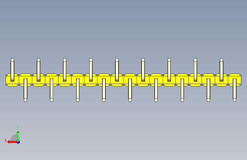 彩色公排针 100mil 2.54mm 系列-DS1022_yellow_18p_100mil_Type_SMT_R2_rev1.0 背面视图