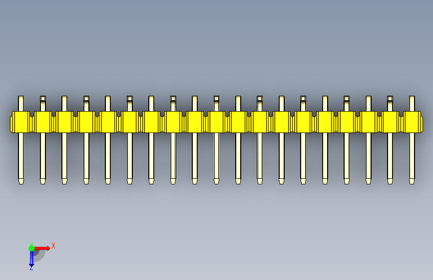 彩色公排针 100mil 2.54mm 系列-DS1022_yellow_19p_100mil_Type_SMT_R2_rev1.0 俯视图
