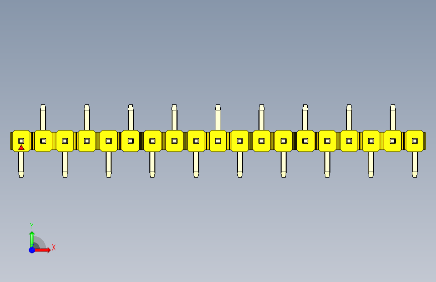 彩色公排针 100mil 2.54mm 系列-DS1022_yellow_19p_100mil_Type_SMT_R2_rev1.0 正面视图