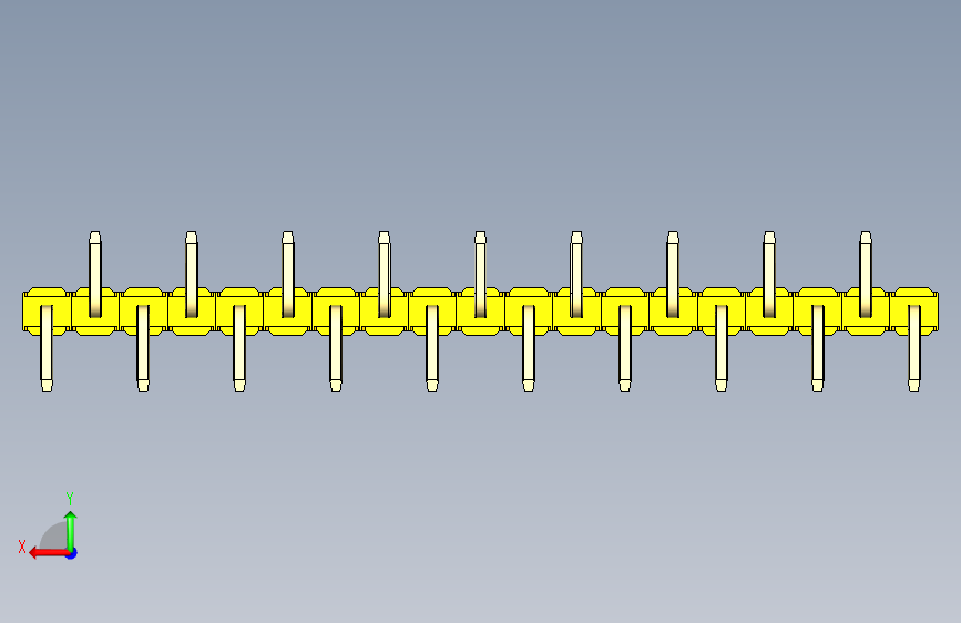 彩色公排针 100mil 2.54mm 系列-DS1022_yellow_19p_100mil_Type_SMT_R2_rev1.0 背面视图
