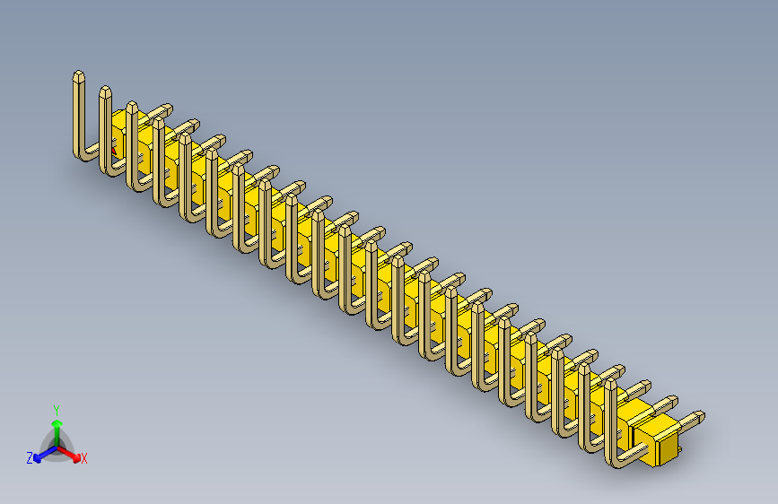 彩色公排针 100mil 2.54mm 系列-DS1022_yellow_21p_100mil_TypeU_rev1.0