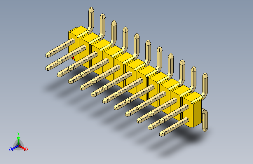 彩色公排针 100mil 2.54mm 系列-DS1022_yellow_22p_100mil_TypeSMT_rev1.0