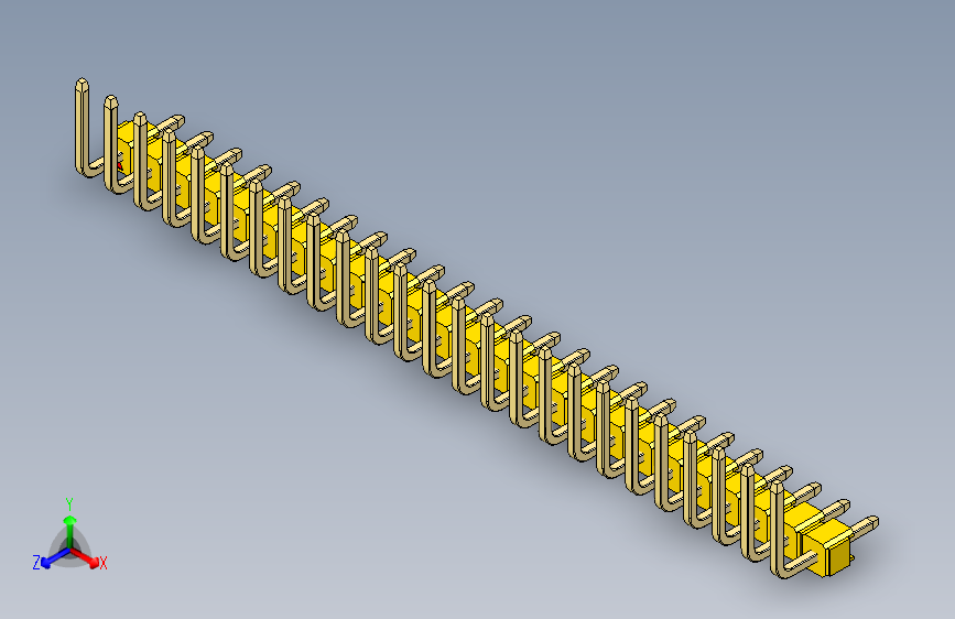 彩色公排针 100mil 2.54mm 系列-DS1022_yellow_25p_100mil_TypeU_rev1.0