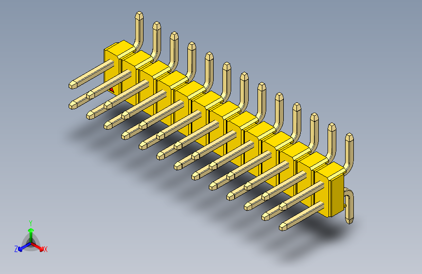 彩色公排针 100mil 2.54mm 系列-DS1022_yellow_26p_100mil_TypeSMT_rev1.0