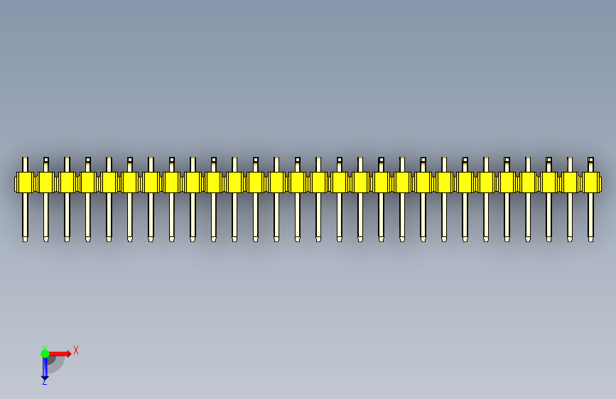 彩色公排针 100mil 2.54mm 系列-DS1022_yellow_28p_100mil_Type_SMT_R2_rev1.0 俯视图