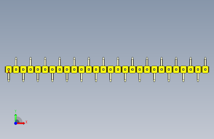 彩色公排针 100mil 2.54mm 系列-DS1022_yellow_28p_100mil_Type_SMT_R2_rev1.0 正面视图