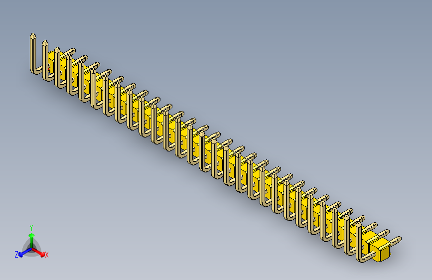 彩色公排针 100mil 2.54mm 系列-DS1022_yellow_28p_100mil_TypeU_rev1.0
