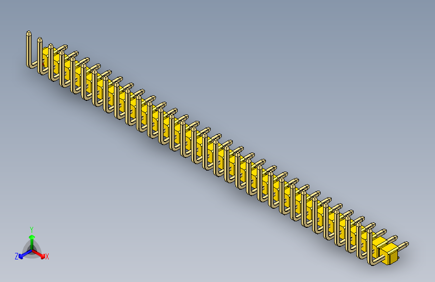 彩色公排针 100mil 2.54mm 系列-DS1022_yellow_32p_100mil_TypeU_rev1.0