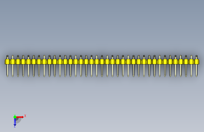 彩色公排针 100mil 2.54mm 系列-DS1022_yellow_37p_100mil_Type_SMT_R1_rev1.0 俯视图