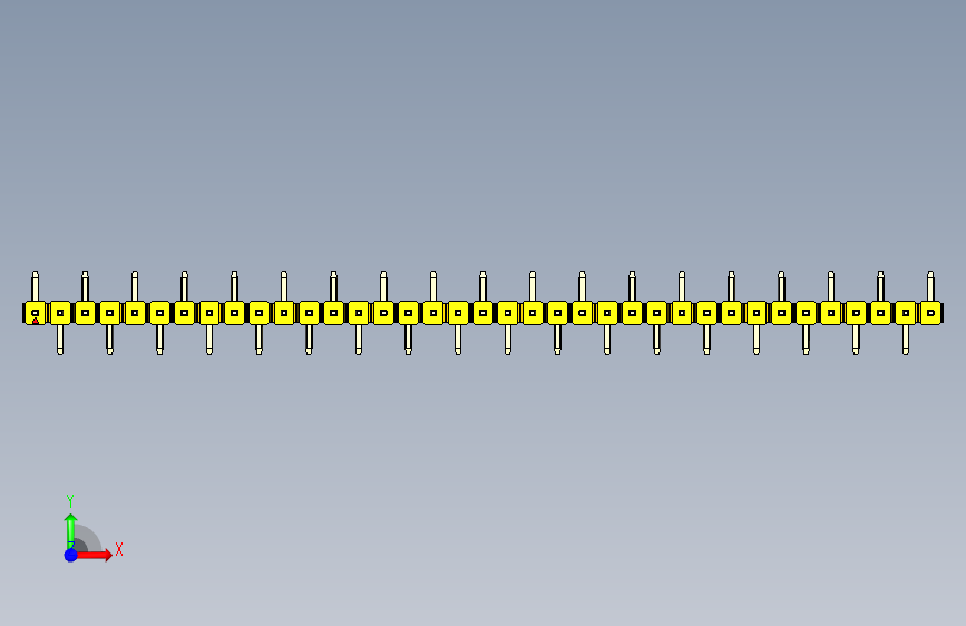 彩色公排针 100mil 2.54mm 系列-DS1022_yellow_37p_100mil_Type_SMT_R1_rev1.0 正面视图