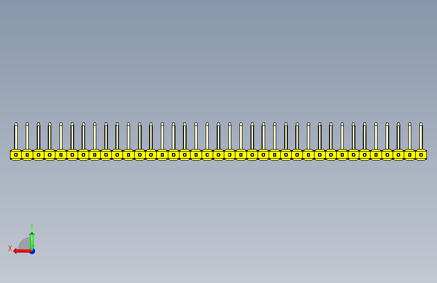 彩色公排针 100mil 2.54mm 系列-DS1022_yellow_37p_100mil_TypeU_rev1.0 背面视图