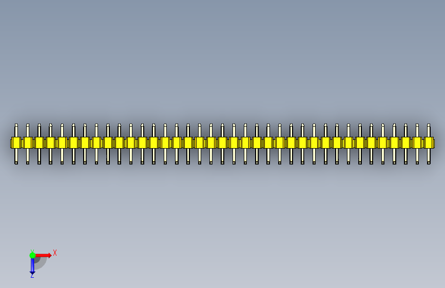 彩色公排针 100mil 2.54mm 系列-DS1022_yellow_37p_100mil_TypeU_rev1.0 俯视图