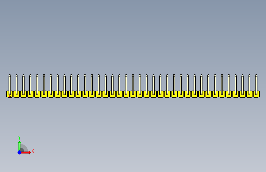 彩色公排针 100mil 2.54mm 系列-DS1022_yellow_37p_100mil_TypeU_rev1.0 正面视图