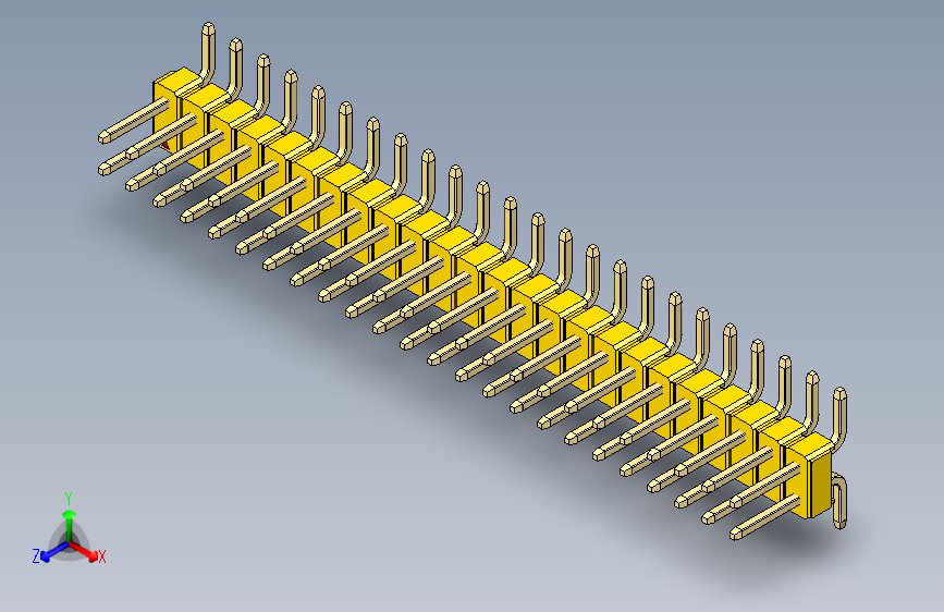 彩色公排针 100mil 2.54mm 系列-DS1022_yellow_48p_100mil_TypeSMT_rev1.0 主视图