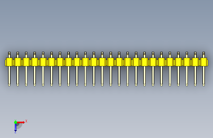 彩色公排针 100mil 2.54mm 系列-DS1022_yellow_48p_100mil_TypeSMT_rev1.0 俯视图