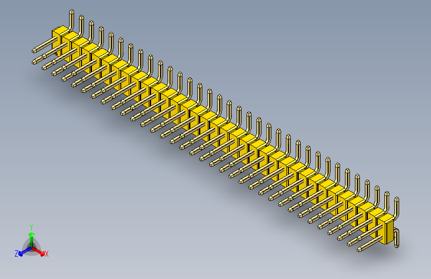 彩色公排针 100mil 2.54mm 系列-DS1022_yellow_68p_100mil_TypeSMT_rev1.0