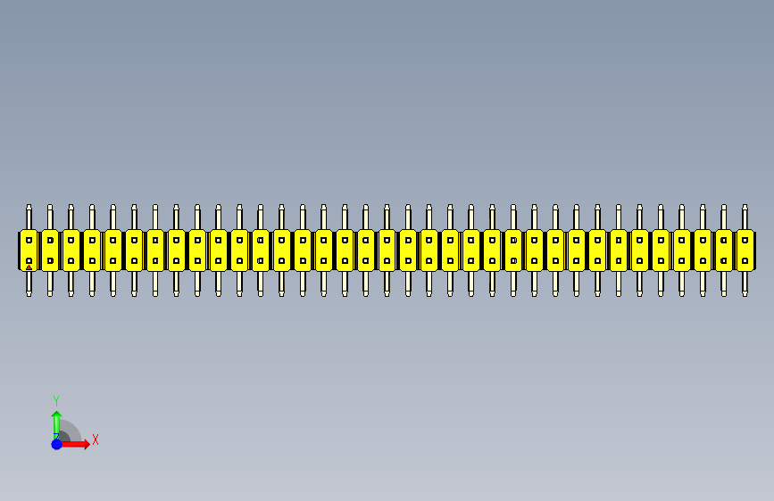 彩色公排针 100mil 2.54mm 系列-DS1022_yellow_70p_100mil_TypeSMT_rev1.0 正面视图