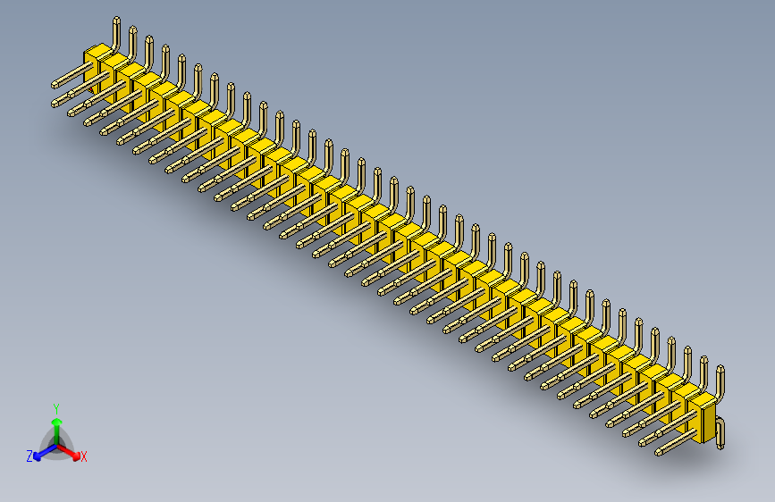 彩色公排针 100mil 2.54mm 系列-DS1022_yellow_76p_100mil_TypeSMT_rev1.0