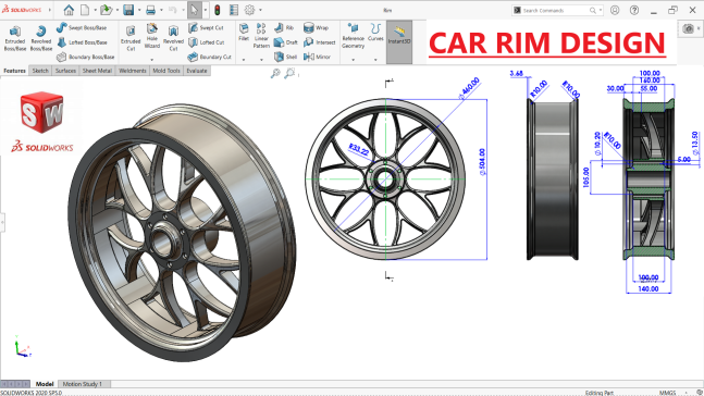 SolidWorks中的汽车轮缘设计SolidWorks教程