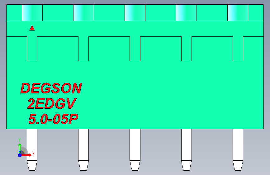 DEGSON 2EDG 系列 5.0mm 可插拔接线端子组-2EDGV-5.0-05P-14-00AH 正面视图