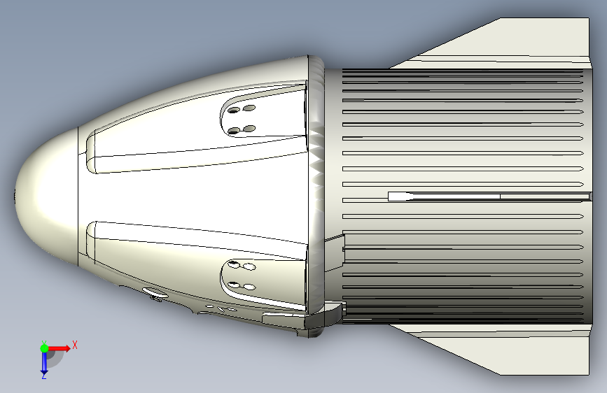 马斯克太空火箭头Space X 俯视图
