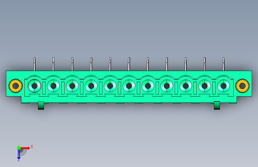 DEGSON 2EDG(M) 系列 5.0mm 螺丝锁紧可插拔接线端子组-2EDGAM-5.0-11P-14-00AH 俯视图
