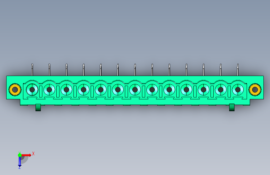 DEGSON 2EDG(M) 系列 5.0mm 螺丝锁紧可插拔接线端子组-2EDGAM-5.0-13P-14-00AH 俯视图