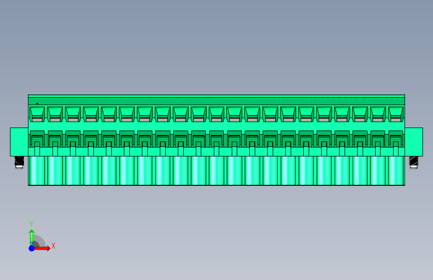 DEGSON 2EDG(M) 系列 5.0mm 螺丝锁紧可插拔接线端子组-2EDGKLM-5.0-21P-14-00AH 正面视图