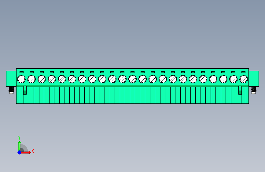 DEGSON 2EDG(M) 系列 5.0mm 螺丝锁紧可插拔接线端子组-2EDGKM-5.0-23P-14-00AH 正面视图