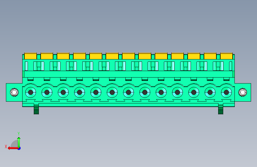 DEGSON 2EDG(M) 系列 5.08mm 螺钉锁紧插拔接线端子组-2EDGKDBM-5.08-13P-14-00AH 背面视图