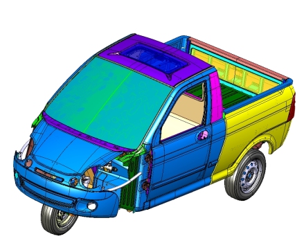 E0701-电动三轮车小型载货车数据三维3DXML