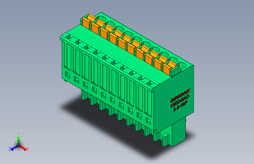 DEGSON 15EDG 系列 2.5mm 接线端子包-15EDGKD-2.5-10P-14-00AH_STEP_模型图纸下载 – 懒石网