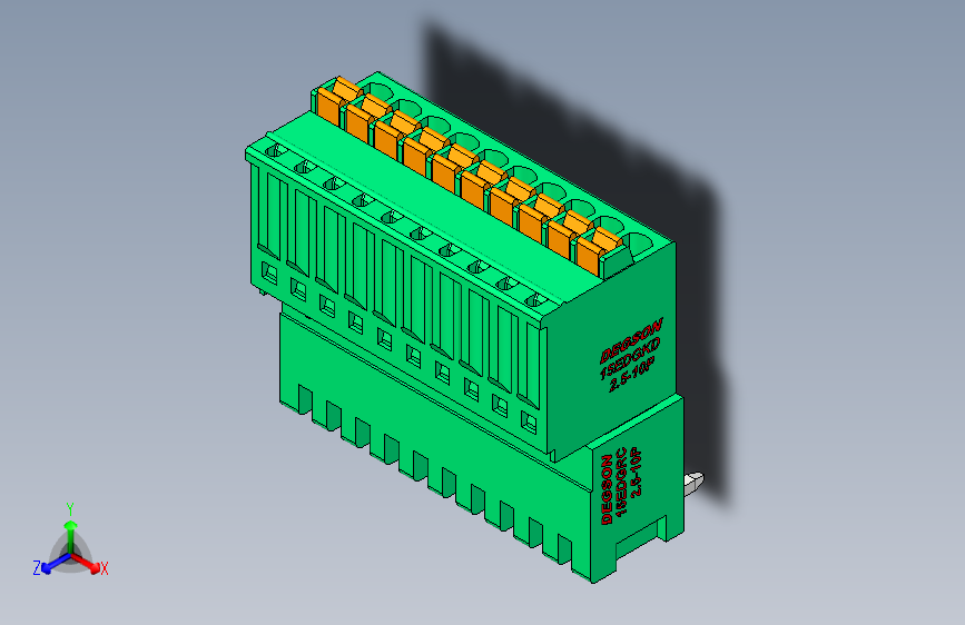 DEGSON 15EDG 系列 2.5mm 接线端子包-15EDGRC+KD-2.5-10P-14-00AH_STEP_模型图纸下载 – 懒石网