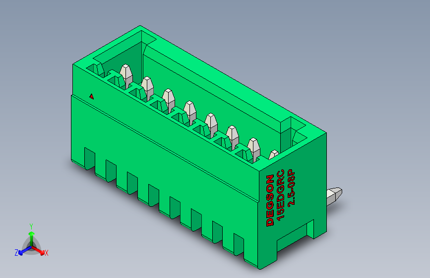 DEGSON 15EDG 系列 2.5mm 接线端子包-15EDGRC-2.5-08P-14-00AH_STEP_模型图纸下载 – 懒石网