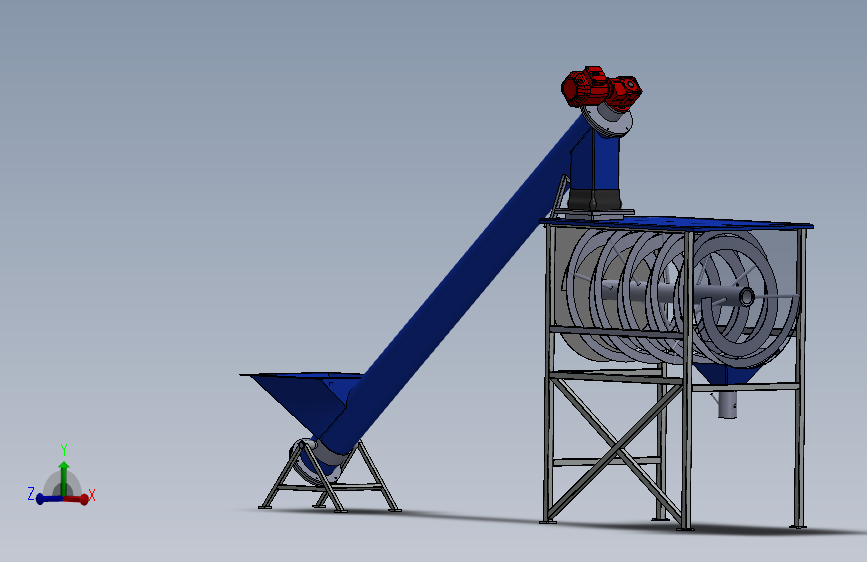 搅拌机及其螺旋传输设备3D模型图纸 Solidworks设计