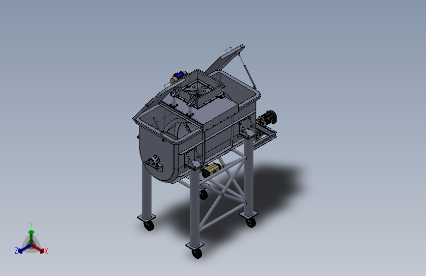Ribbon 600kg工业搅拌机三维图纸 Solidworks设计 附STP格式