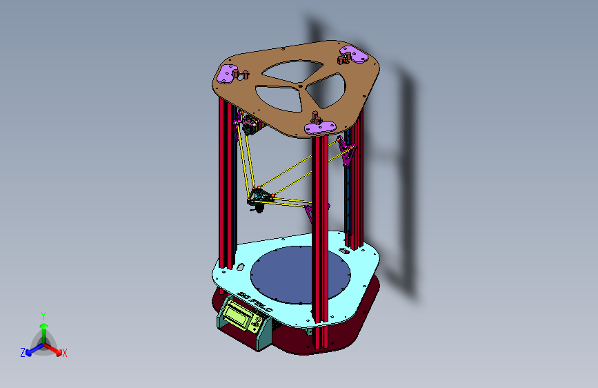 钢板和铝型材搭建并联3d打印机