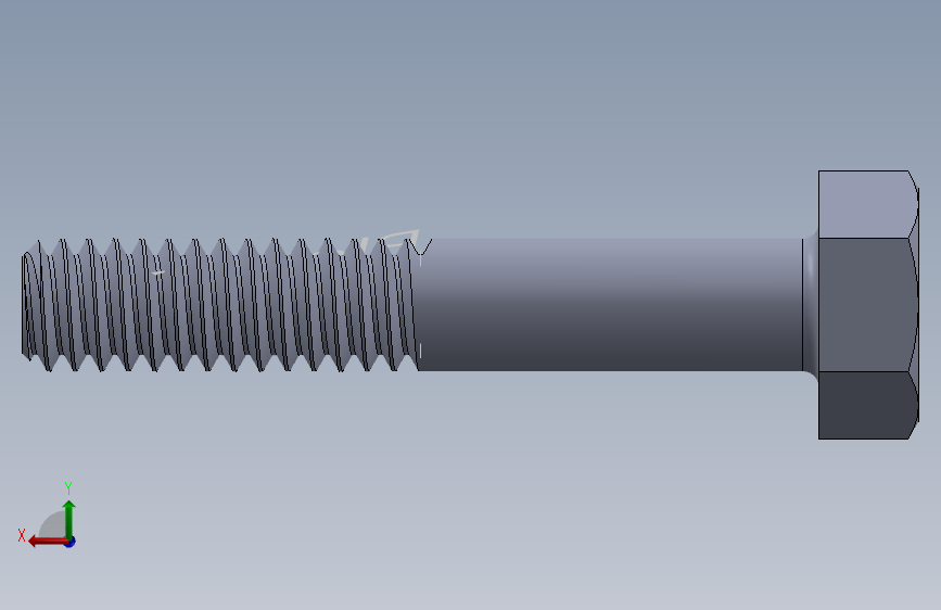 UNC 六角螺栓-Hex Bolt 0.250-20 x 1.500.SLDPRT 背面视图