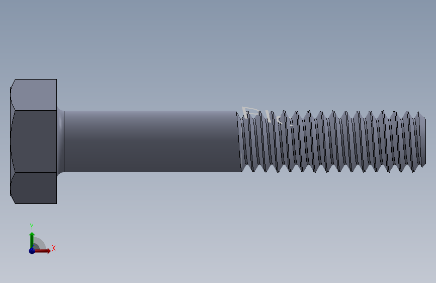 UNC 六角螺栓-Hex Bolt 0.250-20 x 1.500.SLDPRT 正面视图