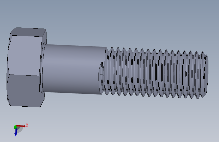 UNC 六角螺栓-Hex Bolt 0.875-9 x 3.SLDPRT